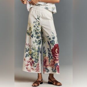 Anthropologie The Somerset Pull-On Pants Printed Linen Edition